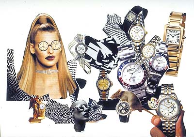 satire paper  collage on time and the rat race